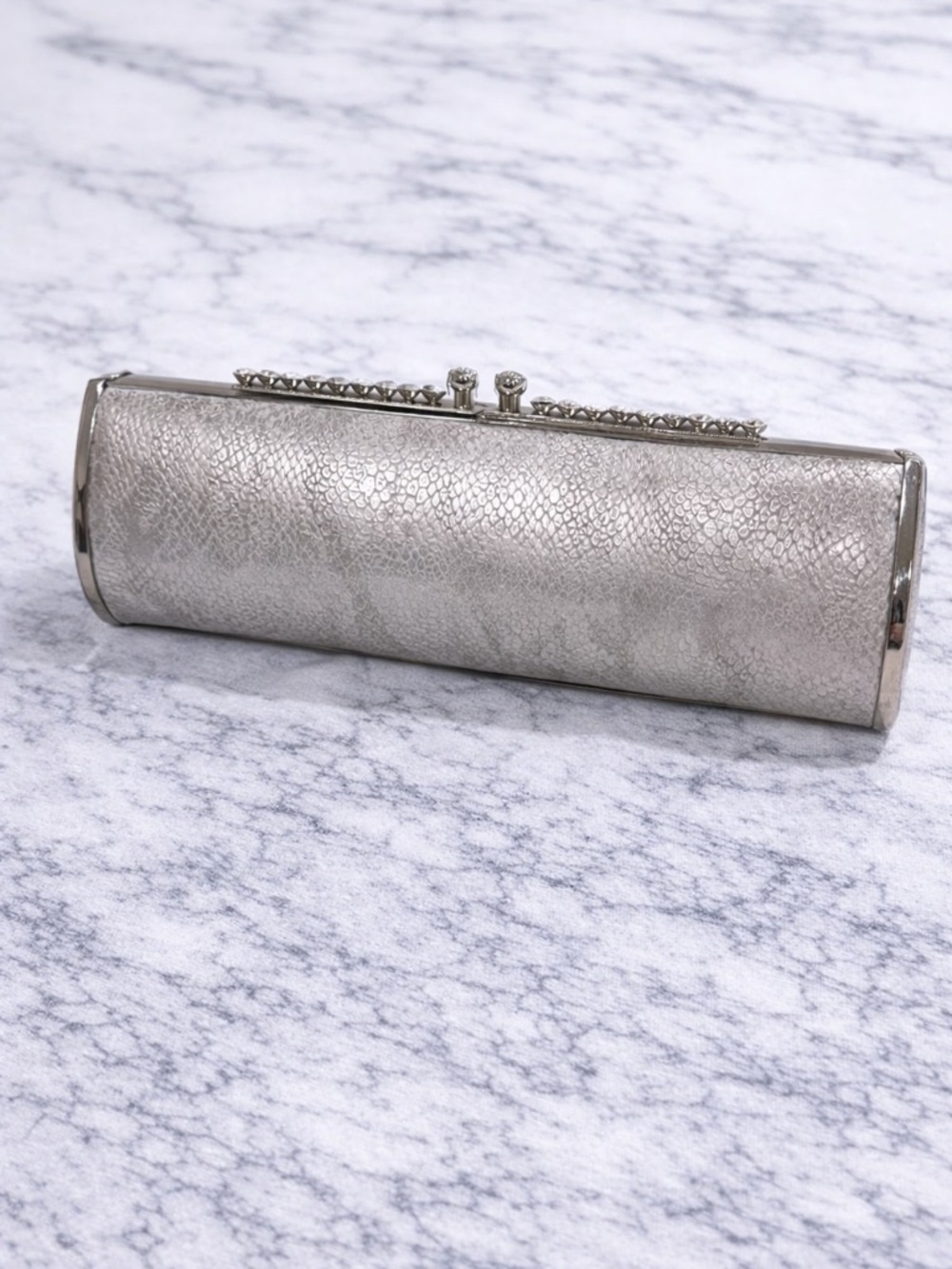 Silver Textured Evening Clutch